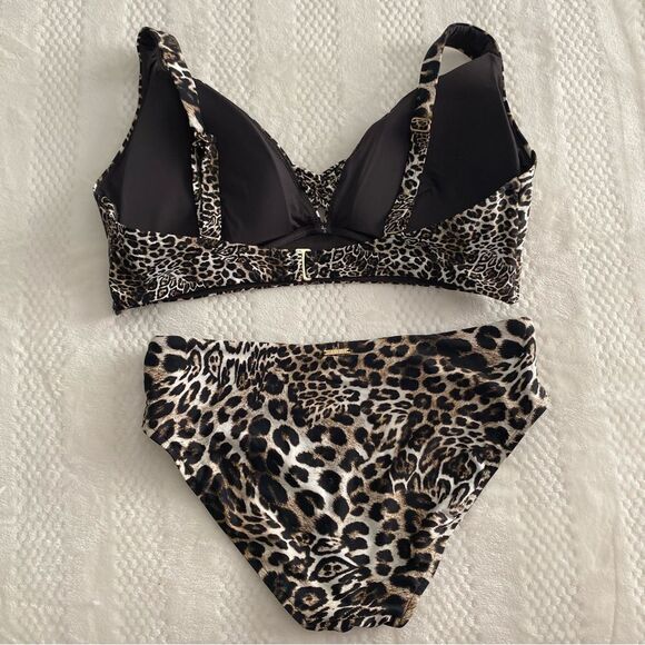 SEA LEVEL Bikini Leopard Print Australia Black Brown US Size 12 - Picture 7 of 13